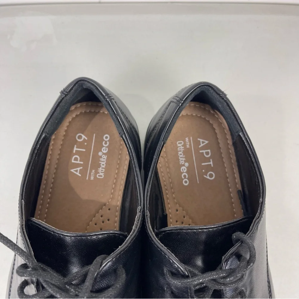Apt 9 Men's Kirk Dress Shoes Black Ortholite Square Toe Comfort Shoes Size 8.5M